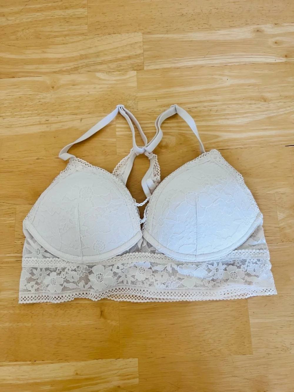 Victoria's Secret White Lace Longline Bralette M